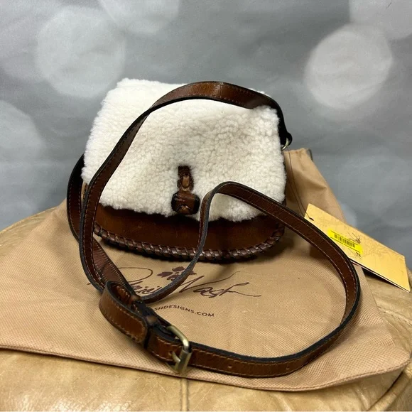 NWT Patricia Nash Leather Finch Sherpa Crossbody Bag with dust bag - Picture 10 of 12